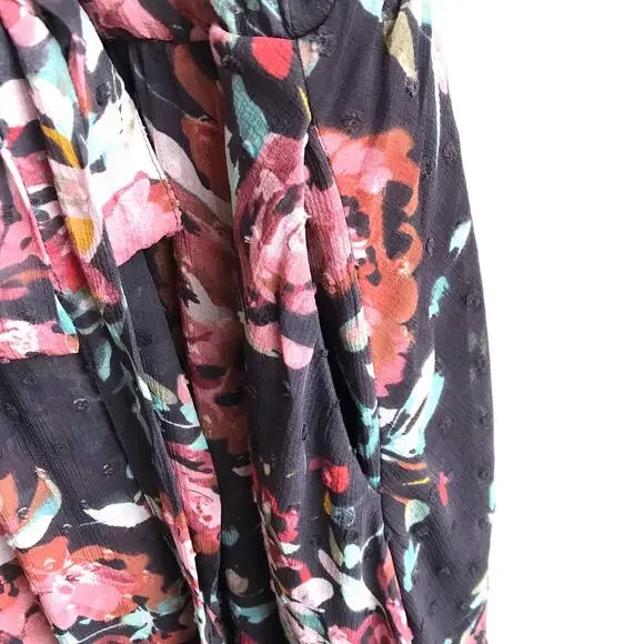 Torrid Faux Wrap High Low Midi Dress Size 2X Swiss Dot Floral Flutter Sleeves - Picture 8 of 16